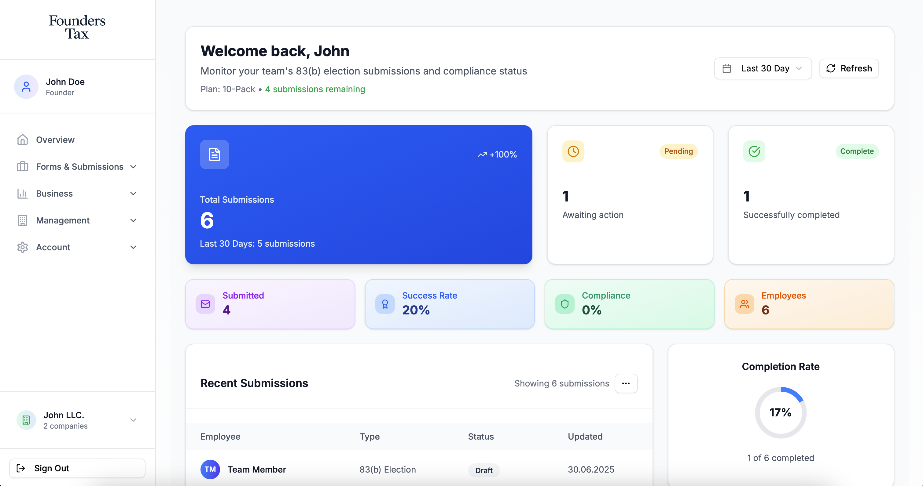 QSBS dashboard preview